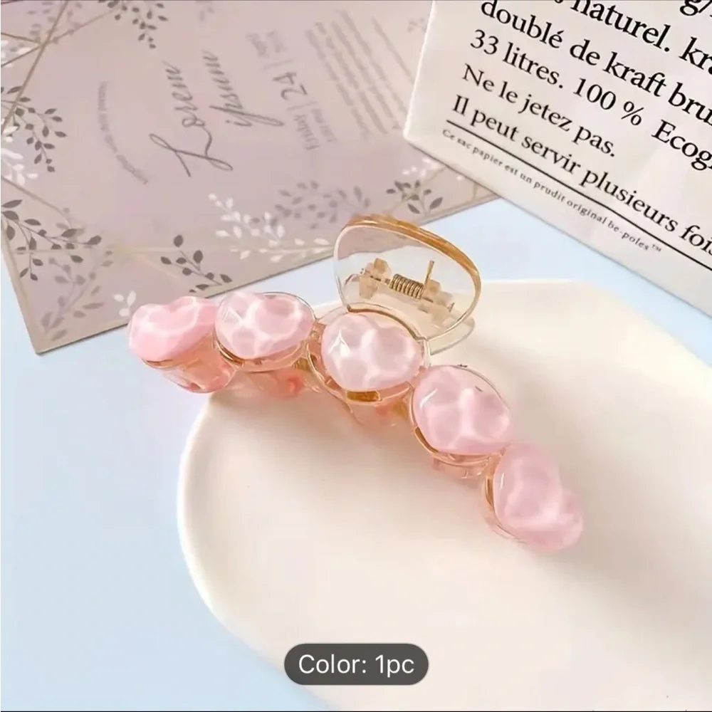 pink love heart acrylic hair clip